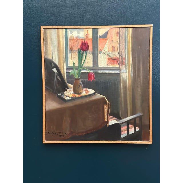 Mid-Century Modern Georg Larsson, View from Window, 1942, Oil on Canvas, Framed For Sale - Image 3 of 16