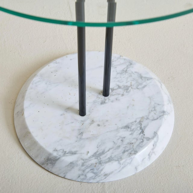 Modern Italian Marble Glass Side Table Attr Vico Magistretti for Cattelan Italia, 1980s For Sale - Image 3 of 6