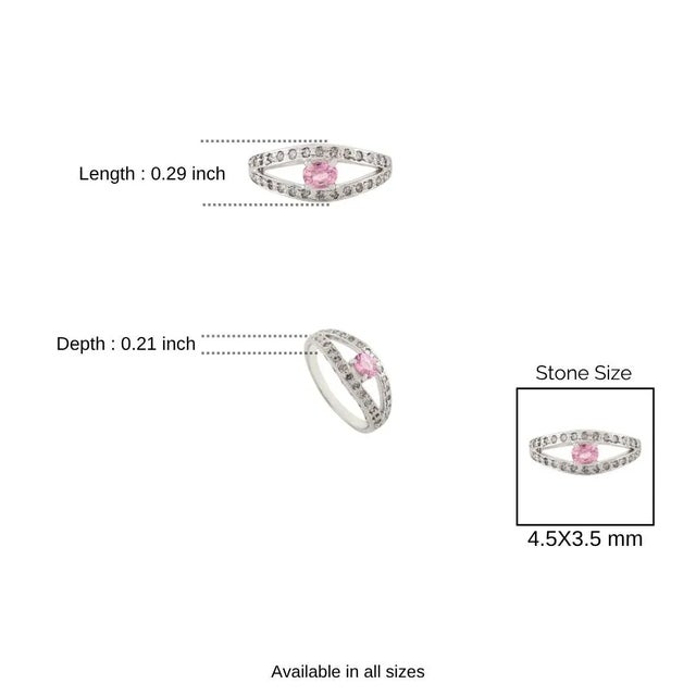 Delicate 0.5 Ct Pink Sapphire & Diamond Split Shank Promise Ring Made in 925 Silver - Size 8 For Sale - Image 9 of 10