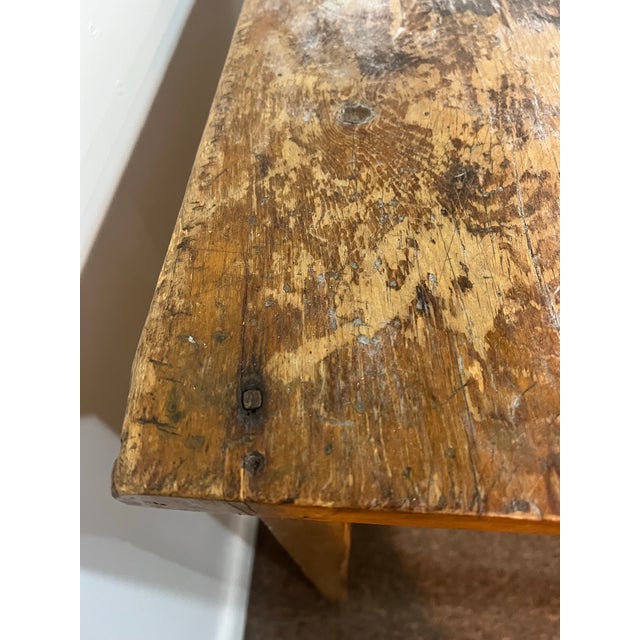 Late 18th Century Primitive Farmhouse Tavern Utility Table With Drawer For Sale - Image 4 of 9