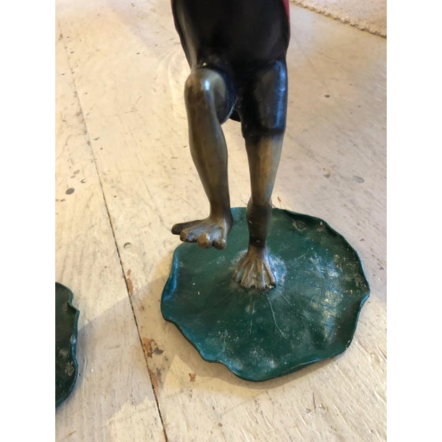 1950s Vintage Painted Bronze Frog Candleholders - a Pair For Sale In Philadelphia - Image 6 of 11