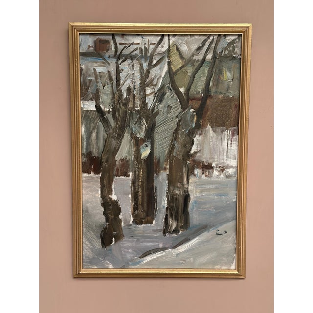 Winter Forest, 1950s, Oil Painting on Canvas, Framed For Sale - Image 13 of 15
