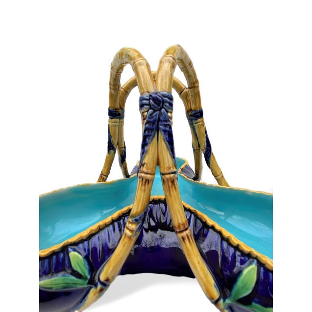 Victorian George Jones Majolica 'Rose Basket' in Cobalt Blue, Circa 1872 For Sale - Image 3 of 11