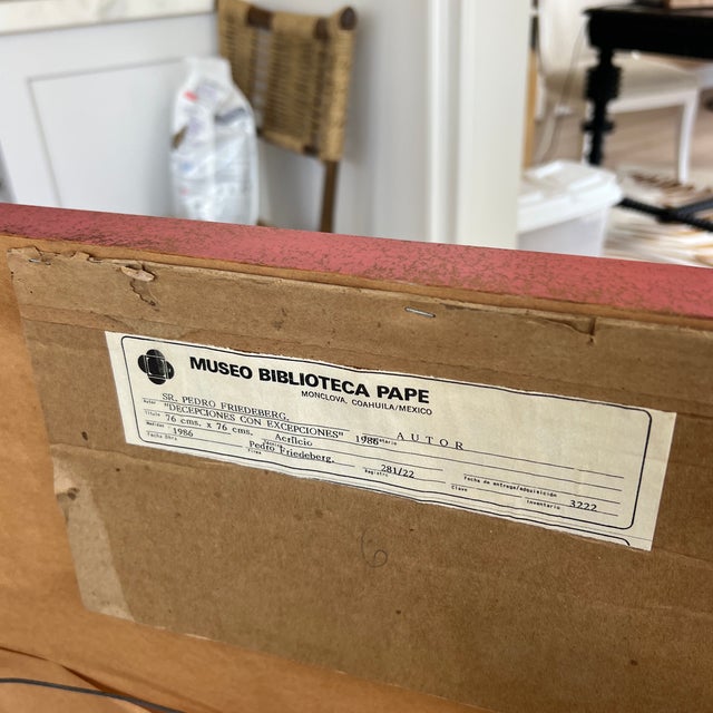 Wood Original Signed Pedro Friedeberg Acrylic Unicorn Painting For Sale - Image 7 of 8