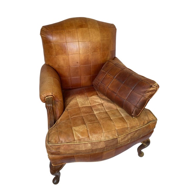 Vintage French Style Leather Pathwork Chair For Sale - Image 12 of 12