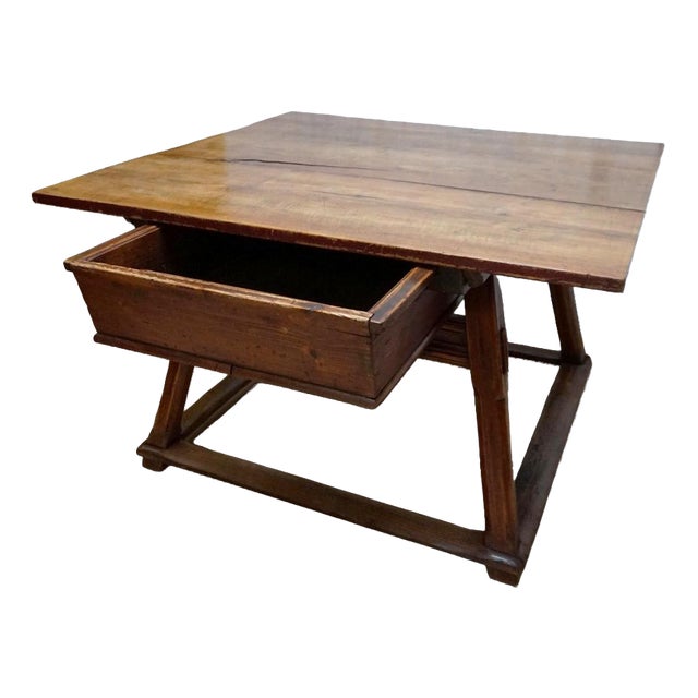 Antique Rustic European Bankers Table, 1800s For Sale