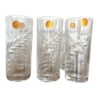 Set of 6 RCR-Attributed Italian Cut Crystal Highball Glasses With 800 Silver Bases by Vincenzo Cei, Florence For Sale