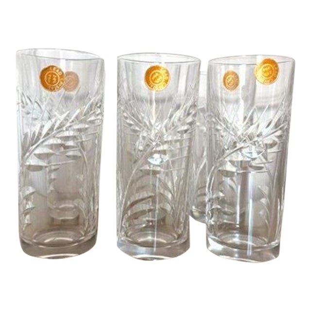 Set of 6 RCR-Attributed Italian Cut Crystal Highball Glasses With 800 Silver Bases by Vincenzo Cei, Florence For Sale