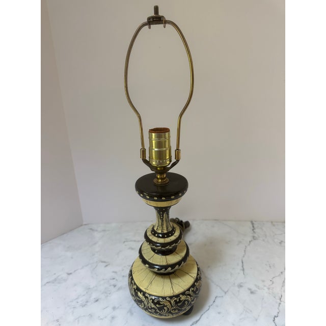 Boho Chic Mid 20th Century Boho Table Lamp With Custom Shade For Sale - Image 3 of 11
