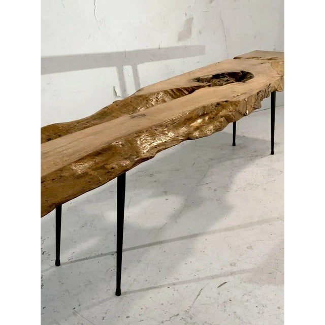 Mid-Century French Raw Wood Coffee or Side Table on Compass Legs, 1950s For Sale - Image 10 of 13