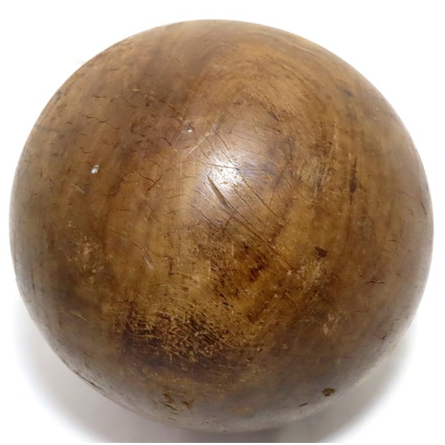 Antique Genuine Lignum Vitae Wood Two Finger Bowling Ball Chairish