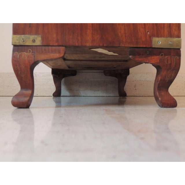 Mid 20th Century Vintage Decorative Wooden Brass Inlaid Campaign Chest For Sale - Image 10 of 12