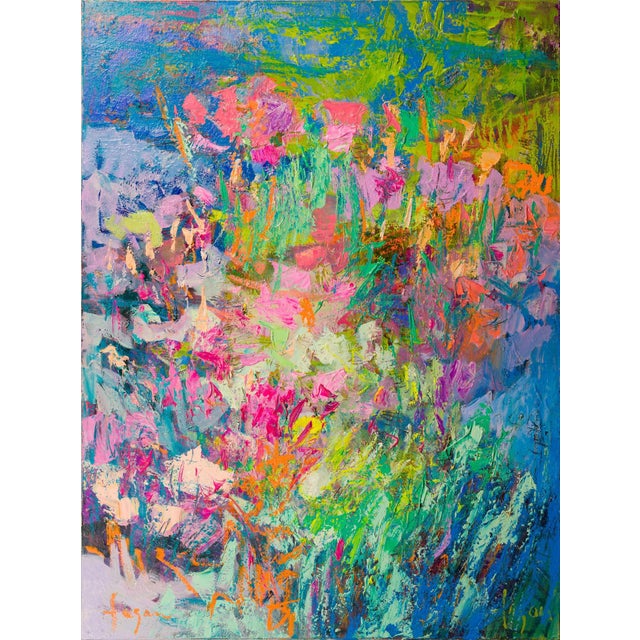 Forevermore 2 by Dorothy Fagan | Oil on Canvas Abstract floral landscape in vibrant colors For Sale