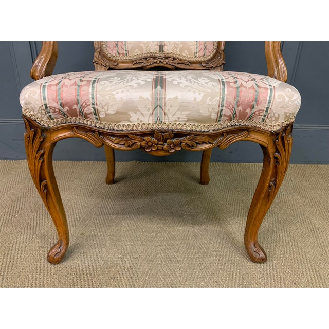 French Carved Walnut Armchairs, 1910, Set of 2 For Sale - Image 11 of 16