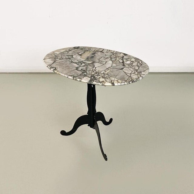 Italian Coffee Table with Oval Marble Top and Metal Legs, 1970s For Sale - Image 4 of 14