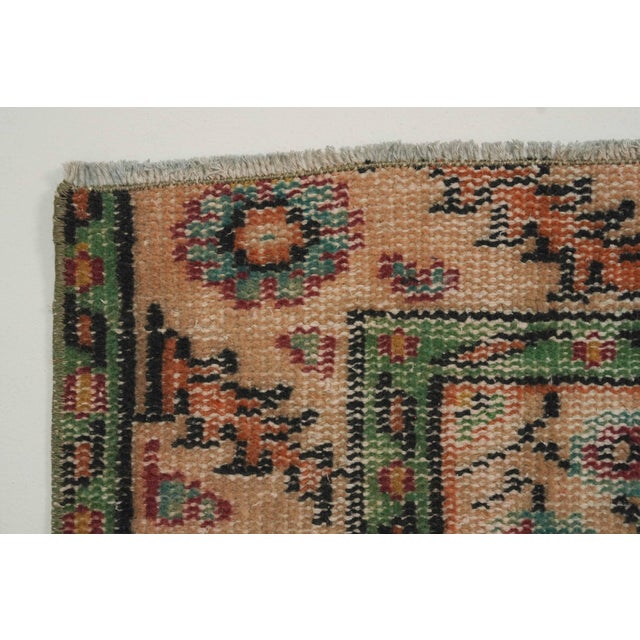 1970s Vintage Turkish Handmade Wool Cotton Peach Area Rug For Sale - Image 11 of 11