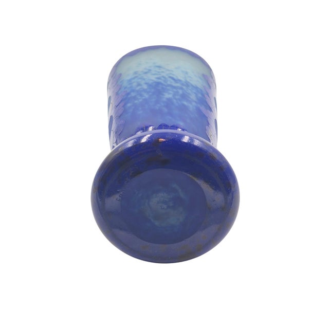 Glass 1920s Charder Art Deco Camafeo Vase by Le Verre Français in Vidrio Azul - 32 Cm For Sale - Image 7 of 16
