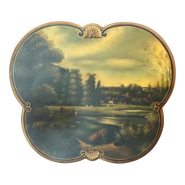 Pastoral Landscape Reproduction Oil Painting by Jeanne Reed Ltd. – Horchow Collection, Framed For Sale