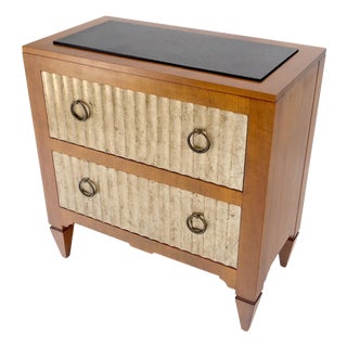 Baker Slate Top Silver Leaf Scallop Front Two Drawers Night Stand End Table MINT For Sale