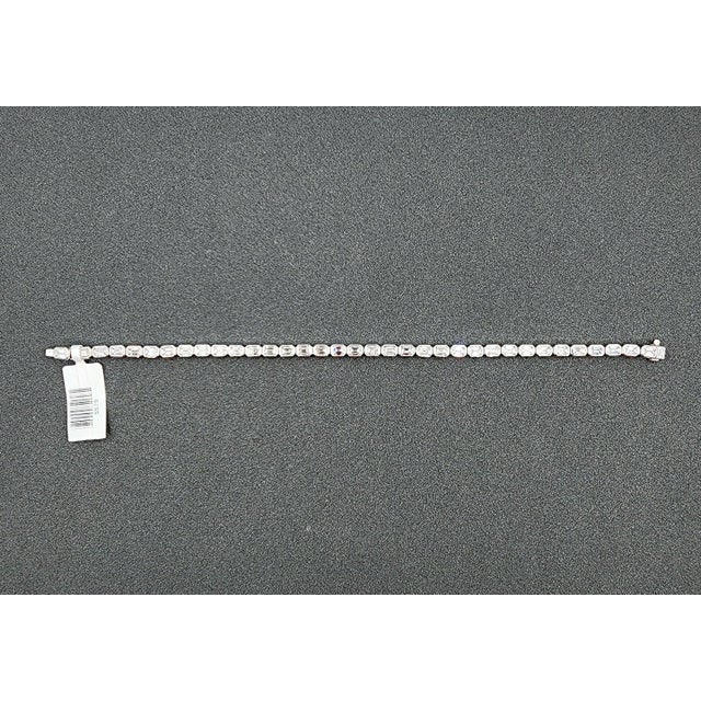 Early 21st Century 6.38 Ct Emerald Cut East-West Bezel Set Tennis Bracelet For Sale - Image 5 of 8