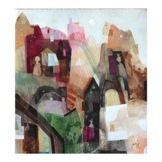The Family - Original Geometric Architectural Acrylic Painting on Canvas For Sale