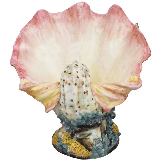 Large French 19th Century Majolica Shell Pink Vase For Sale In Austin - Image 6 of 6