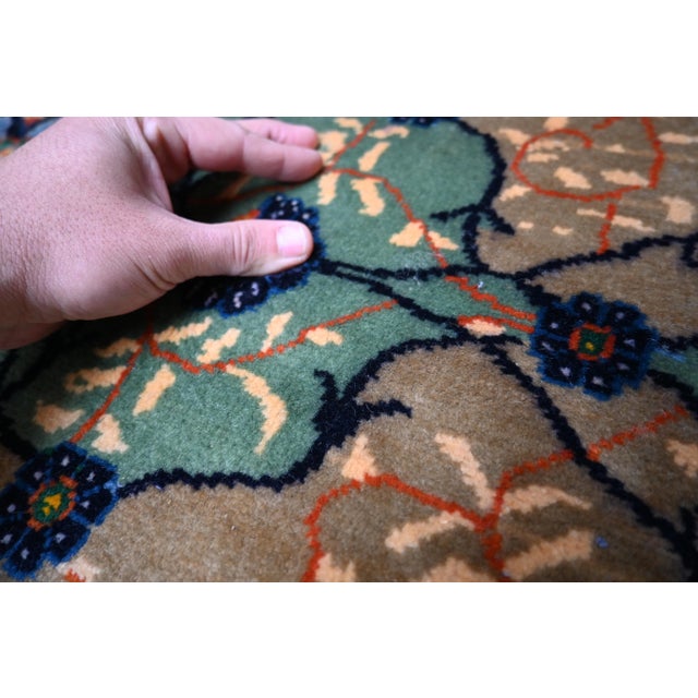 Persian Vintage Persian Tabriz Rug – Floral Medallion, Ivory & Green Accents For Sale - Image 3 of 6