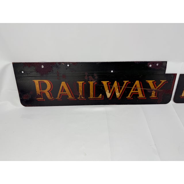 American 2 Pc, Antique Original Railway Express Agency Porcelain Signs For Sale - Image 3 of 8