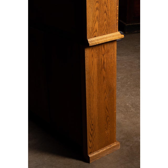 Wood Early 20th Century Massive Oak Sideboard Hutch With Columned Buffet For Sale - Image 7 of 9