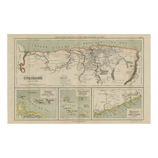 Suriname, Curaçao and Dutch Guinea Jacob Kuyper Colonial Atlas Map, 1882 For Sale