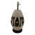 Late 20th Century Black & Ivory Geometric Chulucanas Pottery Lamp – Handcrafted Peruvian Art Large Egg Vase Shape For Sale