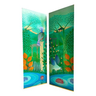 Handmade Folding Screen, 1960s For Sale