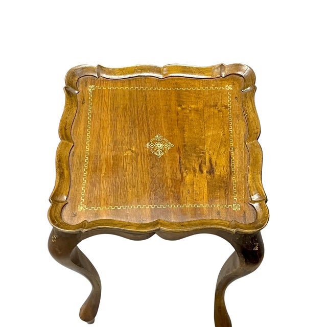 Vintage Franco Tacchi Florentine Italian Wood Set of 3 Nesting Tables For Sale - Image 6 of 17