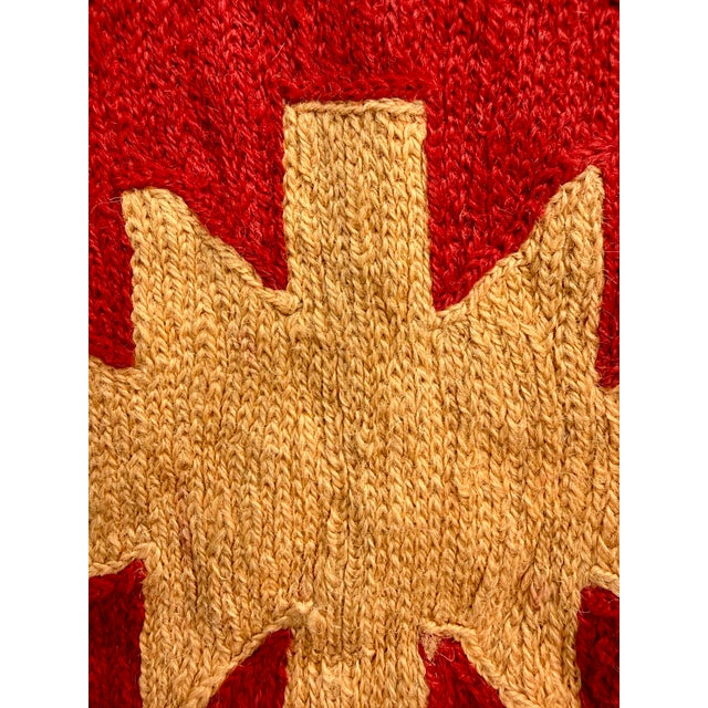 Late 20th Century Vintage Indian Wool Chain Stitch Tapestry With Tribal Kilim Design, 4' × 6' For Sale - Image 5 of 12