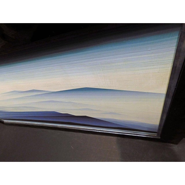 Eyvind Earle Untitled Blue MTN Hand Signed Original Oil on Panel Make an Offer For Sale - Image 4 of 10
