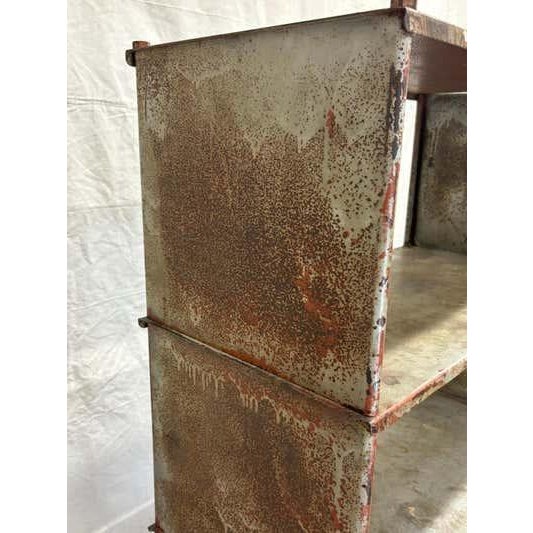 Industrial Metal Bookshelf Display Stand, Sturdy Design, USA, 1935 For Sale - Image 9 of 11