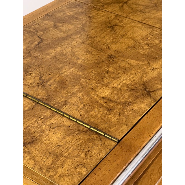 Midcentury Hollywood Regency Expandable Burl Wood Server For Sale - Image 11 of 18