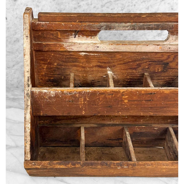 Antique Primitive Wood Machinist Tool Box Hardware Organizer Caddy For Sale - Image 10 of 12