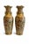 Striking pair of tall Chinese export porcelain vases featuring a beautifully ruffled rim and elegant gilt animal-form side...