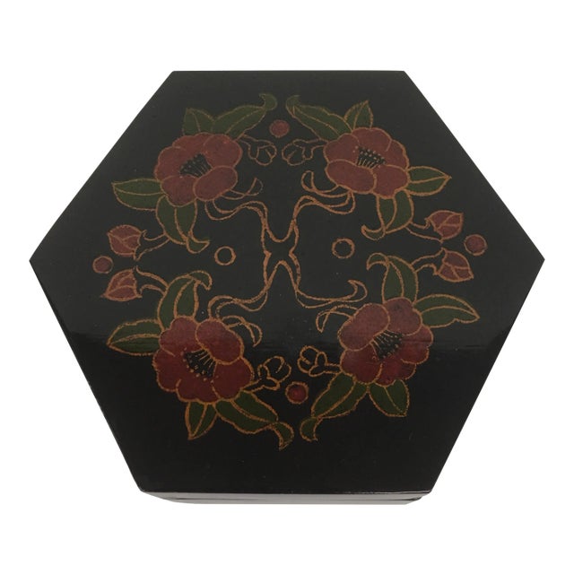 Vintage Lacquer Hexagon Box For Sale