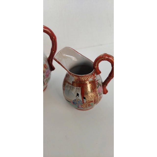 Red Vintage Asian Tea Pot, Covered Sugar Bowl, and Creamer Set- 3 Pieces For Sale - Image 8 of 12