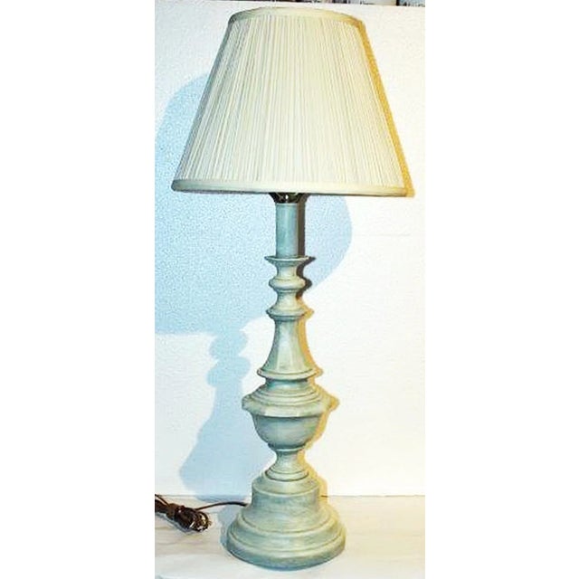 Vintage Painted Brass Lamp For Sale - Image 4 of 4