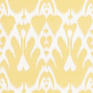 Sample - Schumacher Lela Cotton Ikat Fabric in Canary For Sale