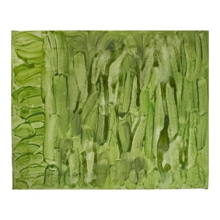 Green Abstract Acrylic Painting 16x20 Inches – Modern Minimalist Wall Art on Canvas – Textured Contemporary Artwork for Living Room Décor For Sale