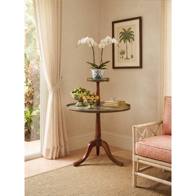 Vintage French Neoclassical Two-Tier Marble & Brass Pedestal Accent Table For Sale - Image 10 of 12