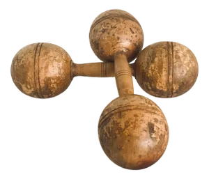 Antique Victorian Primitive Oversized Wooden Hand Weights, Dumbbells - a Pair