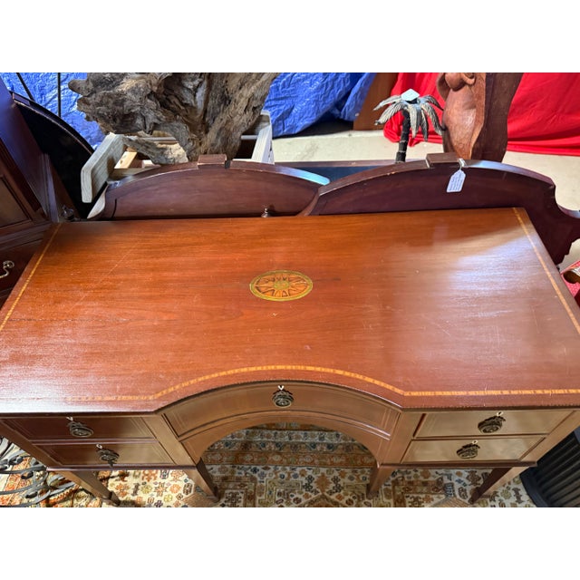 Early 1800s George III Mahogany Inlaid British Sideboard 24x35x56 Excellent condition comes with one key A very good...