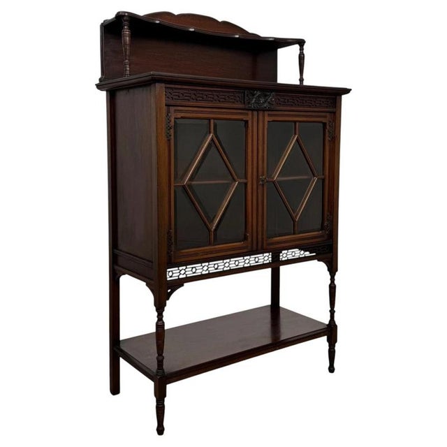 Antique Early 20th Century English Edwardian Mahogany Display Cabinet Vitrine For Sale - Image 5 of 11