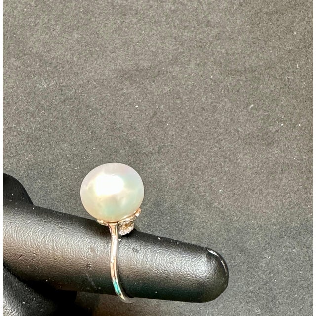 Gemstone 15.5MM Round White South Sea Pearl & Diamond Ring in Platinum by Valentin Magro For Sale - Image 7 of 18