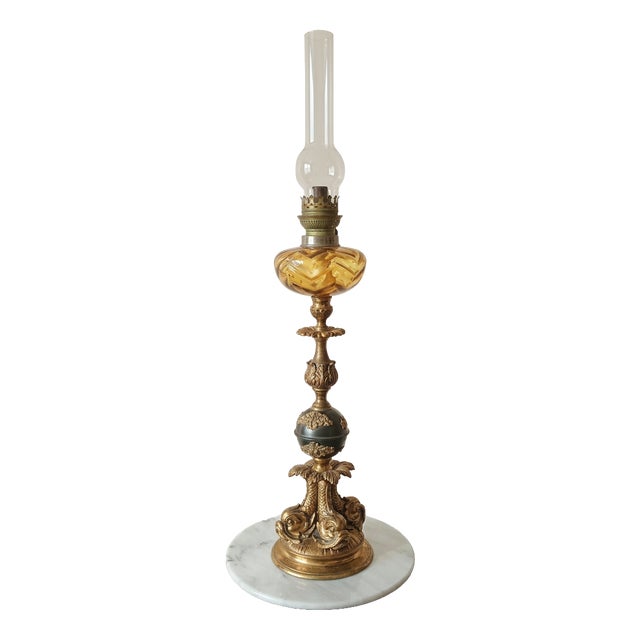 Renaissance Bronze Oil Lamp, 1920s For Sale
